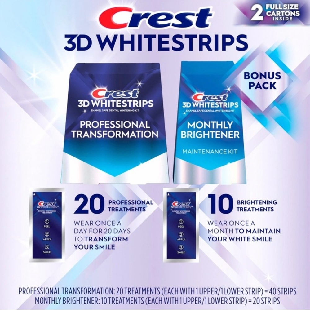 Crest 3D White Professional Effects Teeth Whitening Kit PLUS 20 Bonus Strips!